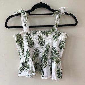 H&M Palm tree print cropped peplum top